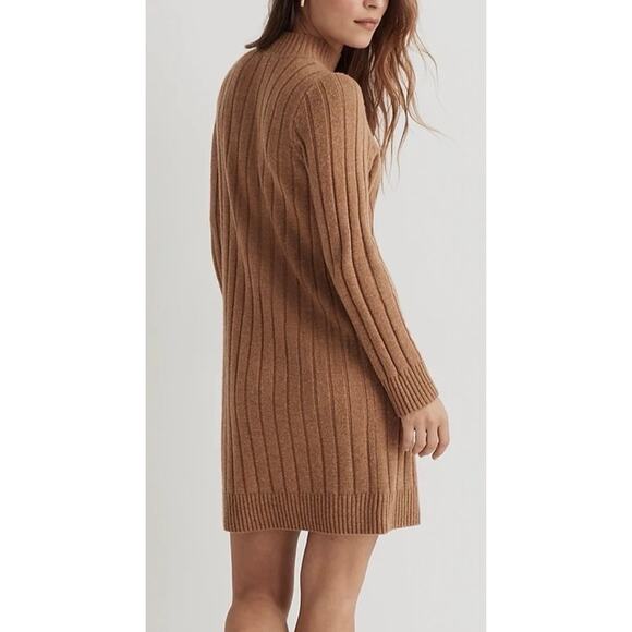 Madewell Sweater Dress Mini Size Large Mock Neck Ribbed Caramel Wool Blend NEW Madewell Sweater Dress Mini Size Large Mock Neck Ribbed Caramel Wool Blend NEW